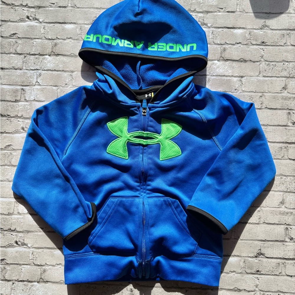 Under Armour Blue and Green Zip Up Athletic Hoodie